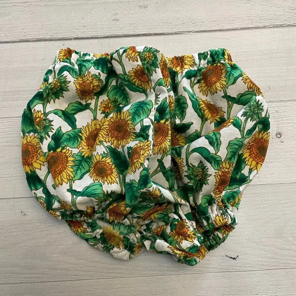 Baby sunflower‎ diaper cover and bonnet